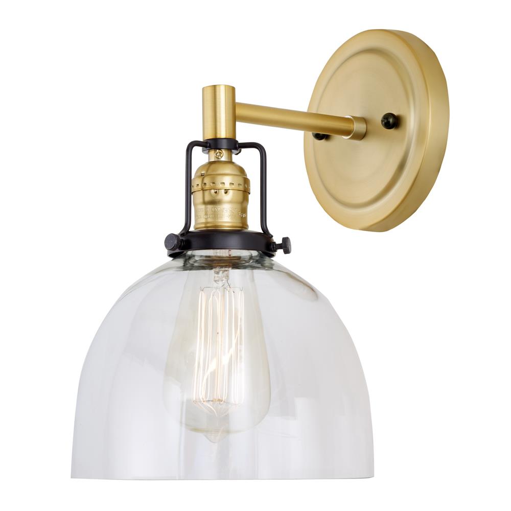 Jvi Designs 1223-10 S5 Nob Hill One Light Clear Madison Wall Sconce In Satin Brass And Black